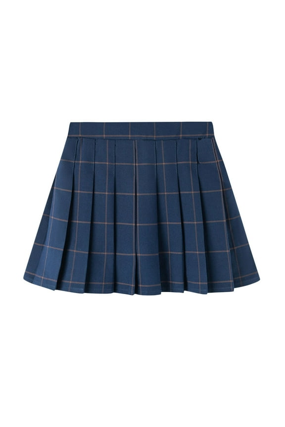 Girls Pleated Skirts Kids Plaid School Uniform A-Line Skirts High Waisted Mini Skort 9-16Years