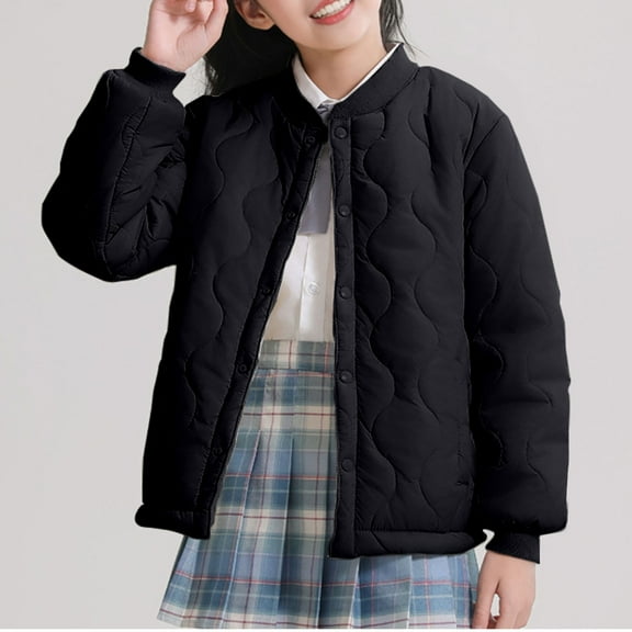 LIaqionyy Girls Puffer Jacket Casual Warm Lightweight Quilted Outerwear Button down Fall Winter Coats
