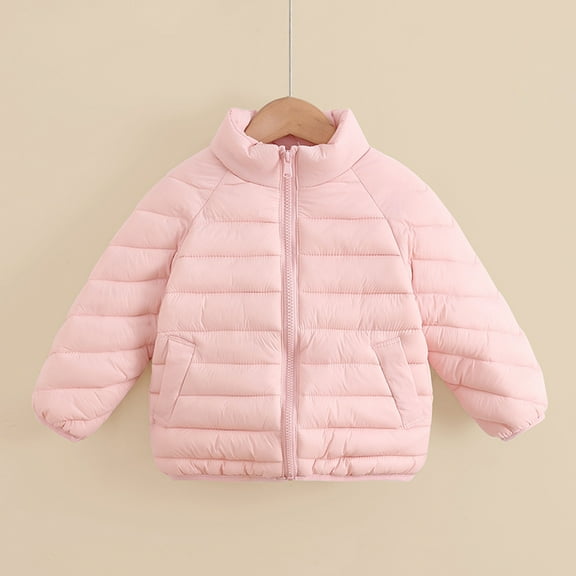 LIaqionyy Girls Puffer Jacket Lightweight Quilted Padded Pockets Zip Up Long Sleeve Winter Fleece Coat