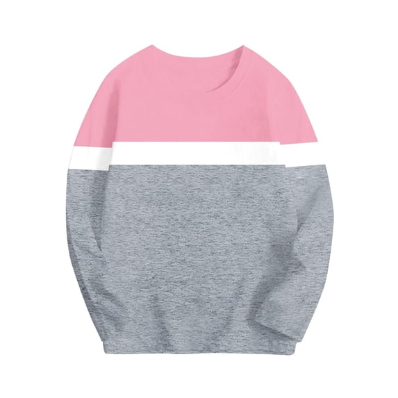 LIaqionyy Girls Shirts Casual Long Sleeve Kids Loose Soft Striped Color Block Color Tops Basic Tees