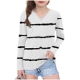 thumbnail image 1 of LIaqionyy Girls Shirts Long Sleeve Tees Casual V Neck T Shirts Striped Basic Blouses Tops for Kids, 1 of 7