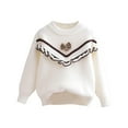 thumbnail image 1 of LIaqionyy Girls Sweater Warm Cute Bow Crew Neck Sweaters Long Sleeve Drop Shoulder Loose Pullover Tops, 1 of 3