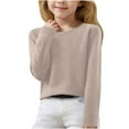 thumbnail image 1 of LIaqionyy Girls Sweaters Long Sleeve Crew Neck Pullover Tops Solid color Comfy Shirts Basic Casual Loose Tops Knit Sweater, 1 of 7