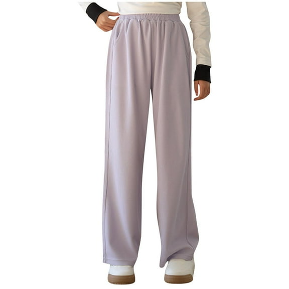 LIaqionyy Girls Sweatpants Straight Leg Kids Oversized Jogger Loose Baggy High Waisted Sweatpant with Pockets