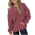 thumbnail image 1 of LIaqionyy Girls Sweatshirts Casual Crew Neck Loose Long Sleeve with Pockets Oversized Pullover Tops Fall Clothes, 1 of 6