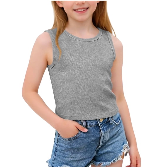 LIaqionyy Girls Tank Tops Cute Graphic Shirts Crew Neck Sleeveless Shirt Summer Fashion Clothes for Kids