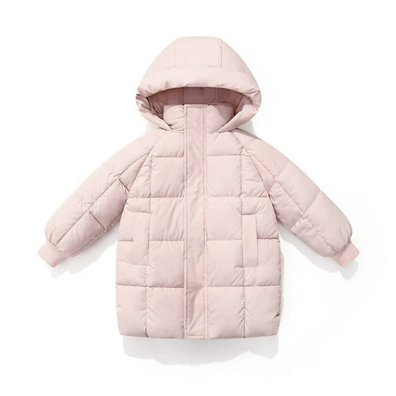 LIaqionyy Girls Winter Coats Hooded Long Puffer Padded Jackets Kids Warm Lightweight Outerwear with Pocket