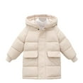 thumbnail image 1 of LIaqionyy Girls Winter Coats Hooded Puffer Lightweight Jackets Kids Mid Length Down Padded Coats Pocket Outwear, 1 of 7