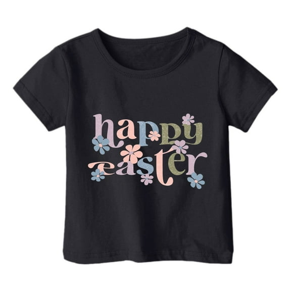 LIaqionyy Happy Easter Shirts for for Toddler Boys Girls Kids Bunny Rabbit Graphic Short Sleeve Tee Summer Cotton Tops 1-14Y