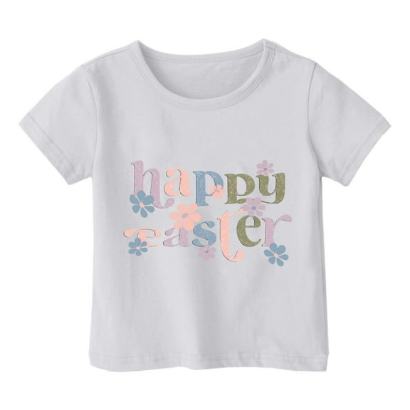 LIaqionyy Happy Easter Shirts for for Toddler Boys Girls Kids Bunny Rabbit Graphic Short Sleeve Tee Summer Cotton Tops 1-14Y