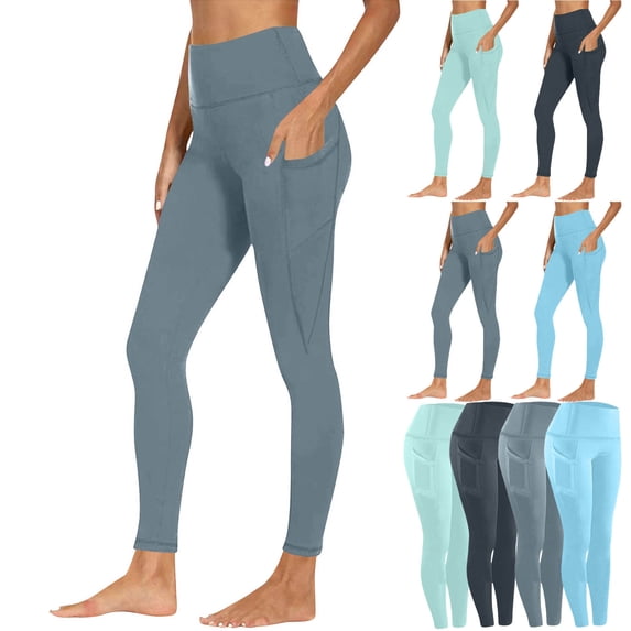 LIaqionyy High Waist Yoga Pants for Womens Workout Leggings Running Workout Athletic Seamless Legging with Pockets