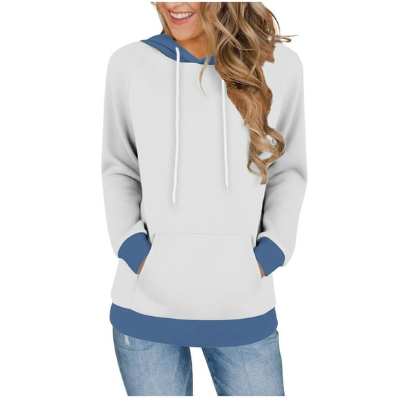 LIaqionyy Hoodie for Women Sweatshirt Drawstring Pullover Long Sleeve Plain Loose Trendy Tops with Pockets
