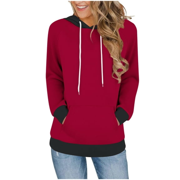 LIaqionyy Hoodie for Women Sweatshirt Drawstring Pullover Long Sleeve Plain Loose Trendy Tops with Pockets