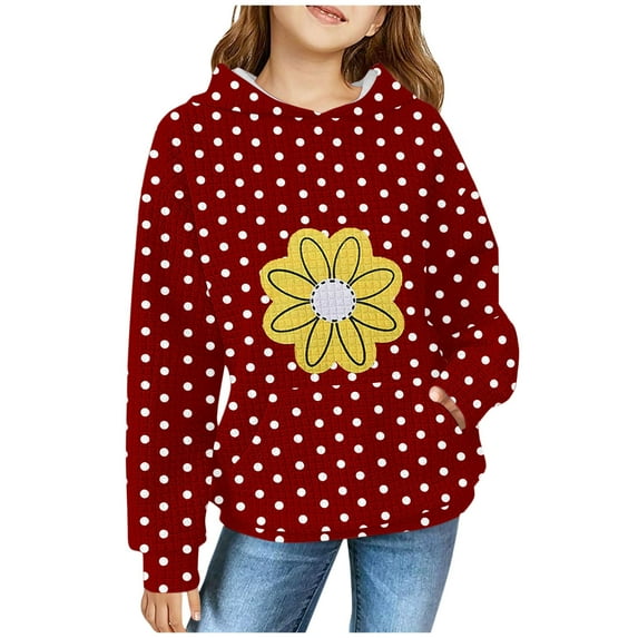 LIaqionyy Hoodies for Girls Cute Graphic Long Sleeve Sweatshirts Trendy Oversized Pullover Tops 5-14Y