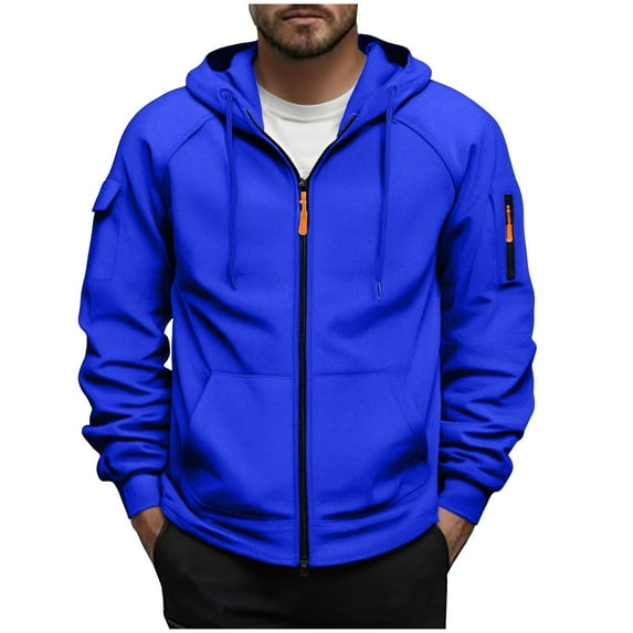 LIaqionyy Hoodies for Men Zip up Jacket Casual Drawstring Hooded Pullover Sweatshirts Long Sleeve Shirts
