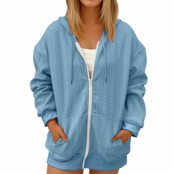 LIaqionyy Hoodies for Women Zip Up Casual Long Sleeve Drawstring Sweatshirts with Pockets Trendy Fall Winter Outfits