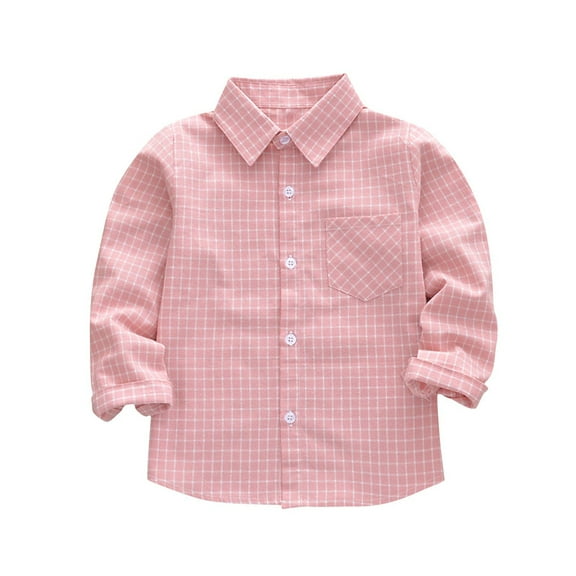 LIaqionyy Kids Boys Girls Long Sleeve Plaid Shirts Casual Button Up Collared Uniform Shirts