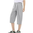 thumbnail image 1 of LIaqionyy Kids Capri Pants Loose Wide Leg Elastic Waist Casual Lounge Cropped Pants with Pockets, 1 of 6