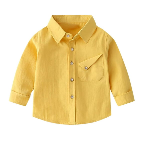 LIaqionyy Kids Cotton Shirts Long Sleeve Button down Casual Cute Solid Color Dress Shirt for Toddlers
