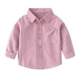 thumbnail image 1 of LIaqionyy Kids Cotton Shirts Long Sleeve Button down Casual Cute Solid Color Dress Shirt for Toddlers, 1 of 4