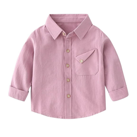 LIaqionyy Kids Cotton Shirts Long Sleeve Button down Casual Cute Solid Color Dress Shirt for Toddlers