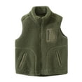thumbnail image 1 of LIaqionyy Kids Girls Boys Fall Winter Sleeveless Fleece Jacket Unisex Zipper Warm Fuzzy Coat Lightweight Waistcoat, 1 of 2
