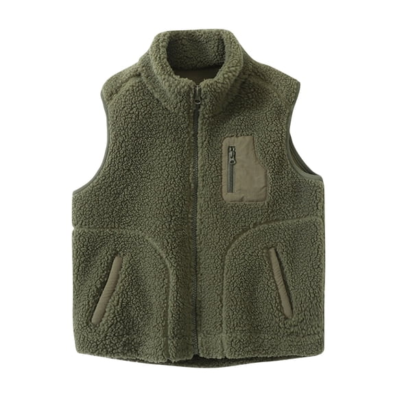 LIaqionyy Kids Girls Boys Fall Winter Sleeveless Fleece Jacket Unisex Zipper Warm Fuzzy Coat Lightweight Waistcoat
