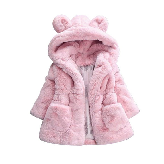 LIaqionyy Kids Girls Winter Warm Coats Casual Fleece Thicken Outwear Cute Hooded Snow Clothes with Pockets