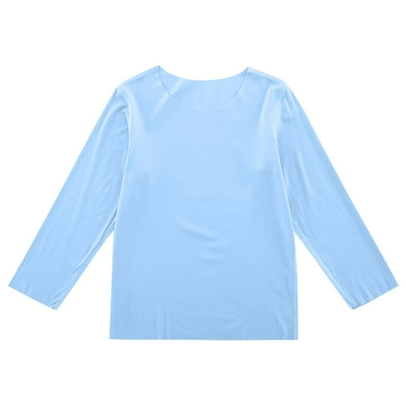 LIaqionyy Kids Long Sleeve Shirts Girls Crewneck Soft Basic T Shirt Casual Pullover Solid Color Tops