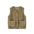 thumbnail image 1 of LIaqionyy Kids Sherpa Fleece Vest Lightweight Boys Girls Sleeveless Button down Waistcoat Outerwear with Pocket, 1 of 5