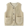 thumbnail image 1 of LIaqionyy Kids Sherpa Fleece Vest Lightweight Boys Girls Sleeveless Button down Waistcoat Outerwear with Pocket, 1 of 5