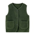thumbnail image 1 of LIaqionyy Kids Sherpa Fleece Vest Lightweight Boys Girls Sleeveless Button down Waistcoat Outerwear with Pocket, 1 of 5