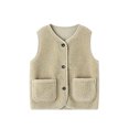 thumbnail image 1 of LIaqionyy Kids Sherpa Fleece Vest Lightweight Boys Girls Sleeveless Button down Waistcoat Outerwear with Pocket, 1 of 5