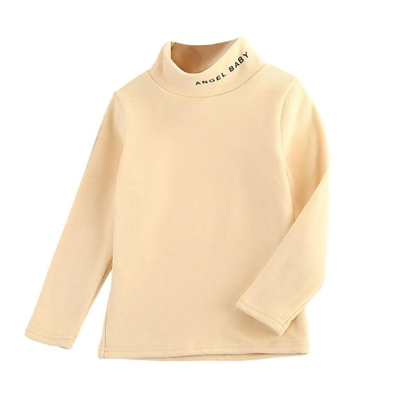 LIaqionyy Kids Shirts Fleece Mock Turtleneck Thermal Long Sleeve T Shirt Casual Solid Color Soft Pullover Warm Top Tee