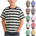 thumbnail image 1 of LIaqionyy Kids Striped Shirts Short Sleeve Boys Cotton Crew Neck Tee Tops for Kid Fashion Summer Clothes, 1 of 8