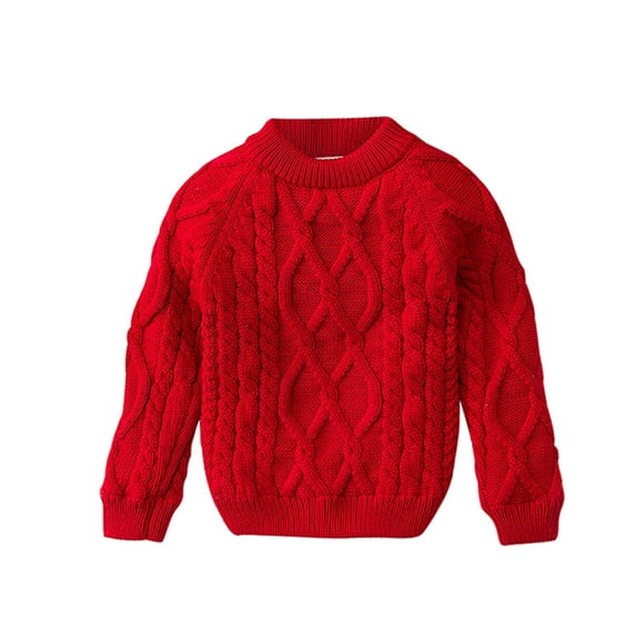 LIaqionyy Kids Sweaters Fall Winter Warm Thick Sweatshirts Fleece Lined Crew Neck Knit Sweater Tops