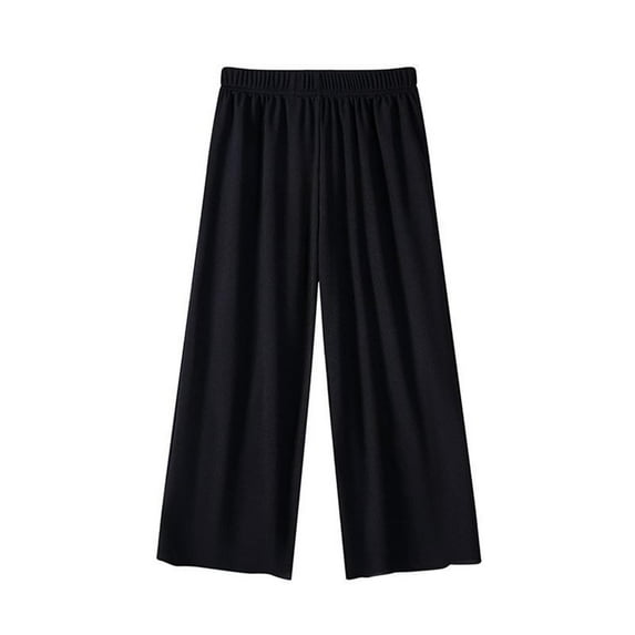 LIaqionyy Kids Toddler Girls Loose Wide Leg Pants Thin Solid Color Elastic Waist Straight Pants Casual Lightweight Outfits