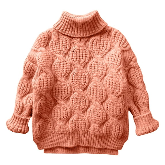 LIaqionyy Kids Turtleneck Sweater Knitted Soft Long Sleeve Solid Color Pullover Tops Warm Toddler Sweaters