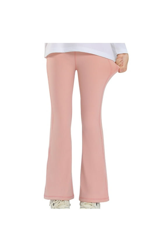 Leggings for Girls Stretch Full Length Bell Bottom Pants Kids Girls High Waist Yoga Dance Tights