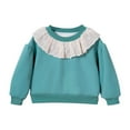 thumbnail image 1 of LIaqionyy Little Girls Sweatshirts Toddler Cotton Solid Color Crew Neck Long Sleeve Pullover Loose Top, 1 of 7