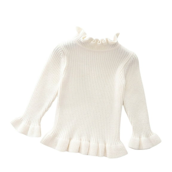 LIaqionyy Little Girls Turtleneck Sweater Blouse Knit Solid Color Kids Long Sleeve Pullover Tops Sweaters