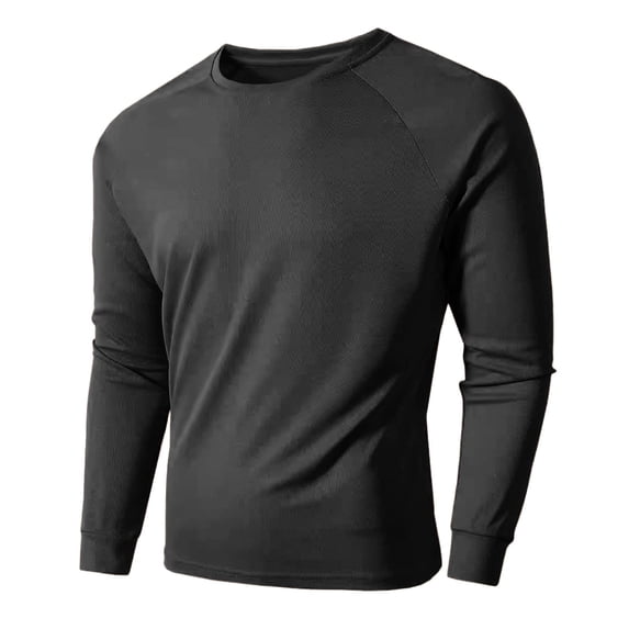 LIaqionyy Long Sleeve Shirts for Men Lightweight Quick Dry Athletic Workout Gym Solid Color Casual Loose Tops
