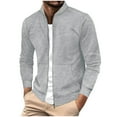 thumbnail image 1 of LIaqionyy Men Lightweight Jackets Zip up Sweatshirt Solid Color Long Sleeve Casual Jacket Business Coat, 1 of 7