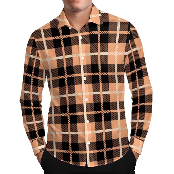 LIaqionyy Men Plaid Shirts Button down Long Sleeve Collared Christmas Shirt Casual Work Business Tops
