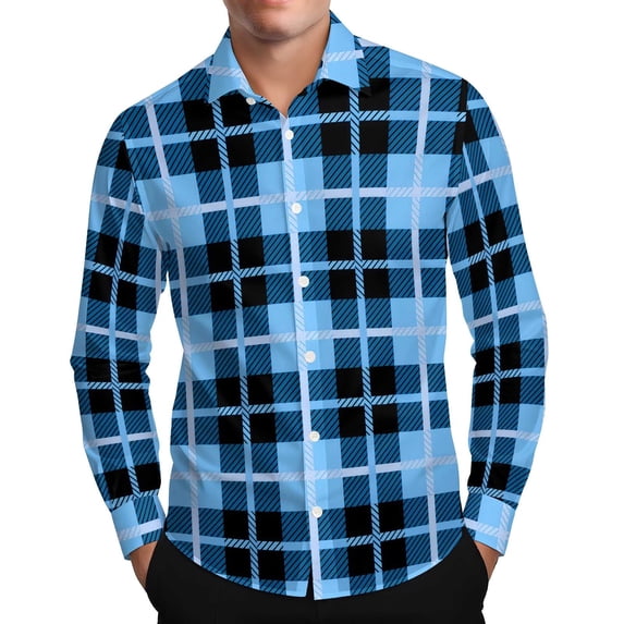 LIaqionyy Men Plaid Shirts Button down Long Sleeve Collared Christmas Shirt Casual Work Business Tops
