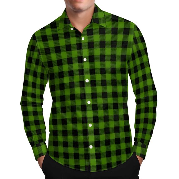 LIaqionyy Men Plaid Shirts Button down Long Sleeve Collared Christmas Shirt Casual Work Business Tops