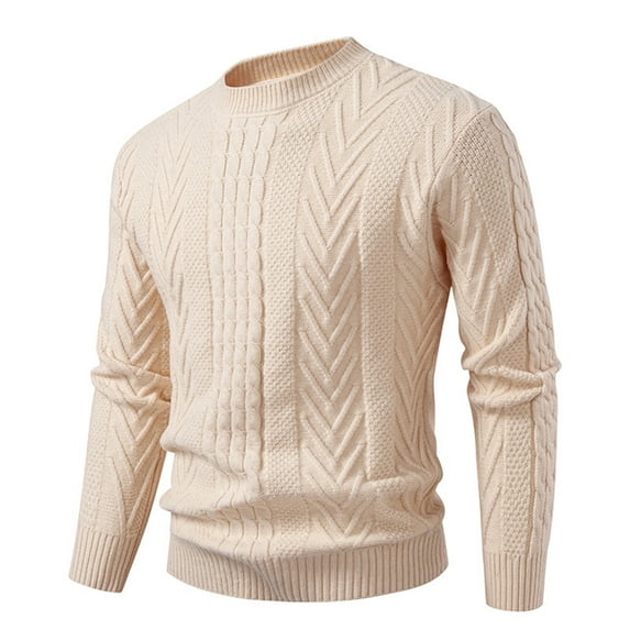 LIaqionyy Men Sweater Pullover Crewneck Knitted Sweaters Textured Long Sleeve Casual Warm Fall Winter Clothes