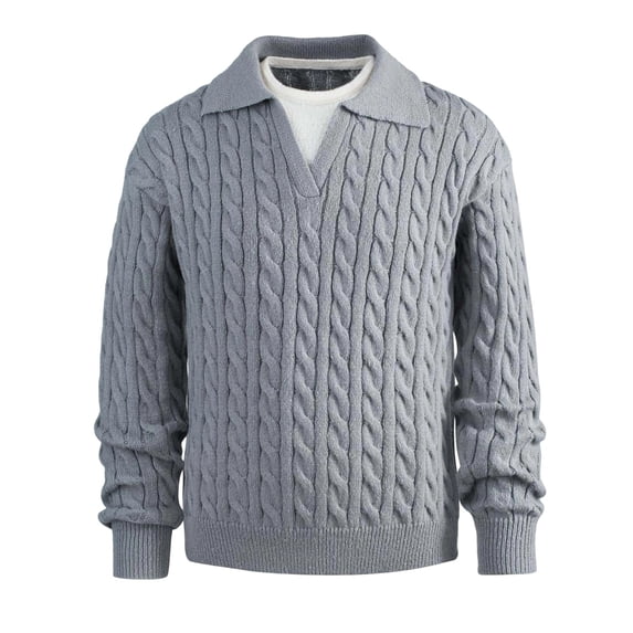 LIaqionyy Men Sweaters V Neck Cable Knit Long Sleeve Fall Winter Casual Texture Pullover Business Sweater