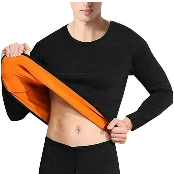 LIaqionyy Men Thermal Underwear Fleece Lined Base Layer Tops Long Sleeve for Cold Weather Winter Clothes