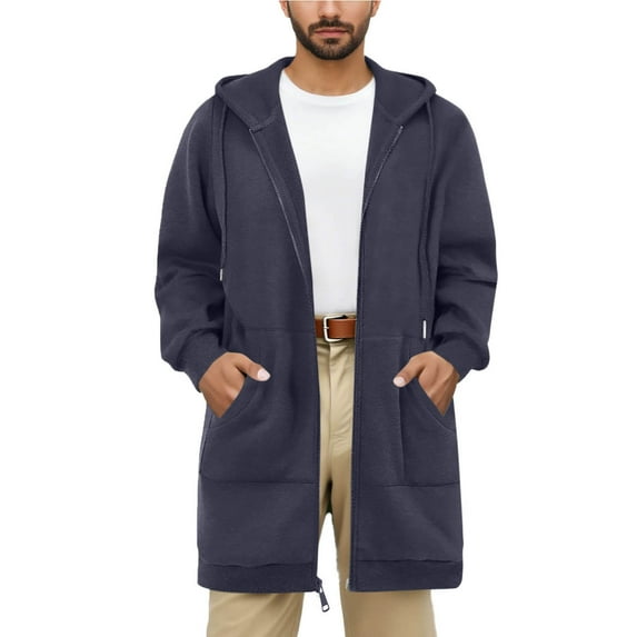 LIaqionyy Men Zip up Hoodie Sweatshirt Oversize Fleece Lined Jacket Coats Fall Winter Clothes with Pockets